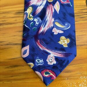 ST MICHAEL by MARKS &‎ SPENCER 100% SILK Mens Blue Floral Tie Made in UK
